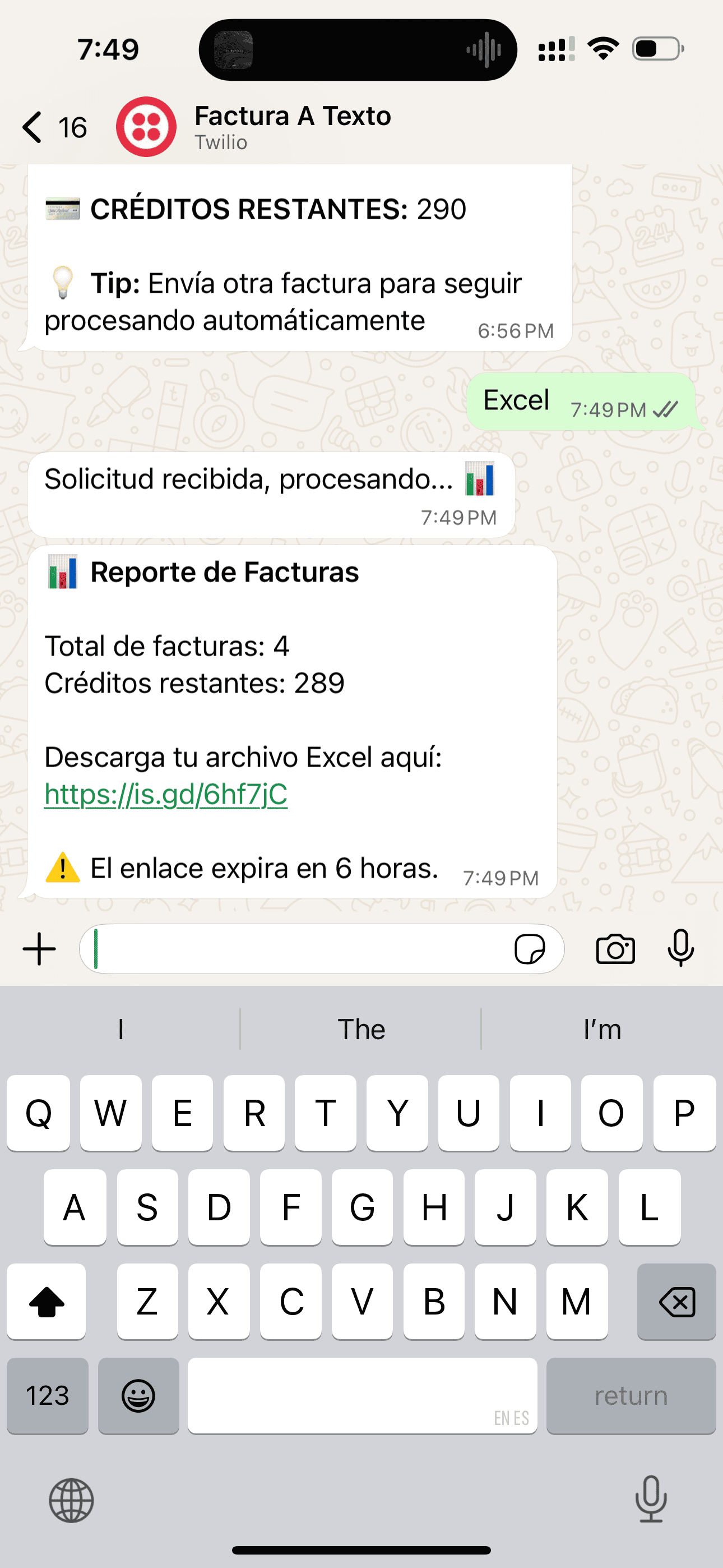 Demo de procesamiento de factura por WhatsApp